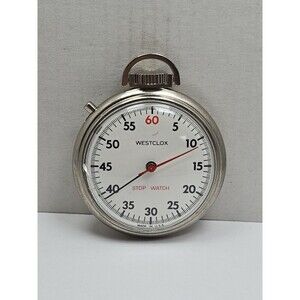 Vintage Westclox Mechanical Stopwatch USA Made Wind Up Pocket Timer Silver Retro
